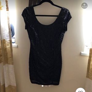 Black sequin cocktail dress